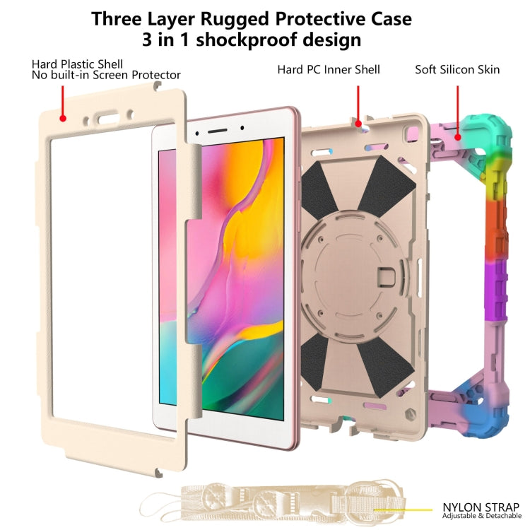 For Samsung Galaxy Tab A 8.0 (2019)T290/T295 Contrast Color Robot Shockproof Silicon + PC Protective Case with Holder & Shoulder Strap(Colorful Mint) by buy2fix