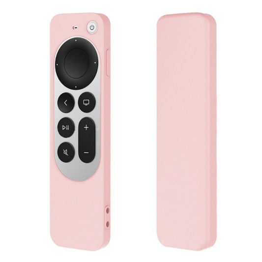 Silicone Protective Case Cover with Rope For Apple TV 4K 4th Siri Remote Controller(Pink) by buy2fix