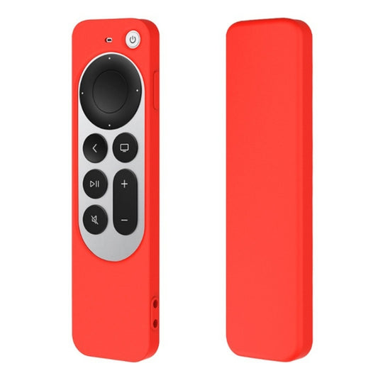 Silicone Protective Case Cover with Rope For Apple TV 4K 4th Siri Remote Controller(Red) by buy2fix
