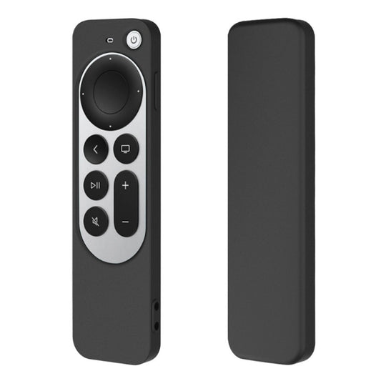 Silicone Protective Case Cover with Rope For Apple TV 4K 4th Siri Remote Controller(Black) by buy2fix