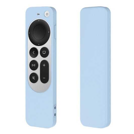 Silicone Protective Case Cover with Rope For Apple TV 4K 4th Siri Remote Controller(Sky Blue) by buy2fix