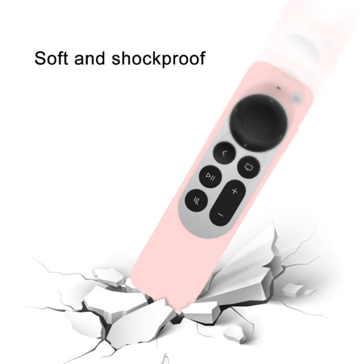 Silicone Protective Case Cover with Rope For Apple TV 4K 4th Siri Remote Controller(White) by buy2fix