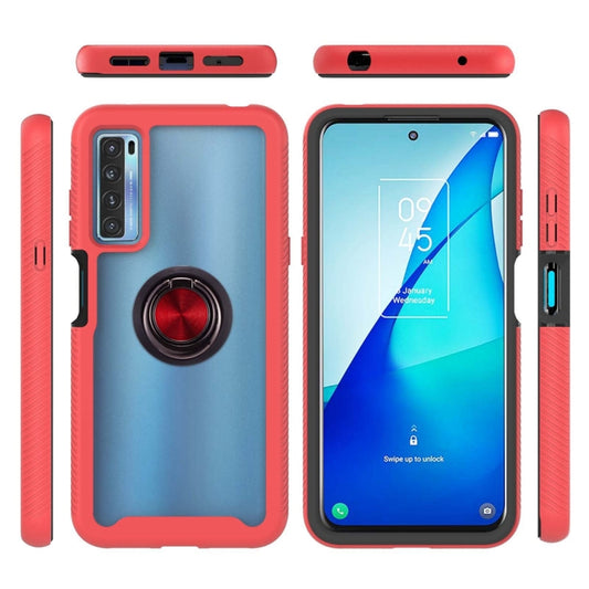 For TCL 20S Starry Sky Solid Color Series Shockproof PC + TPU Protective Case with Ring Holder & Magnetic Function(Red) by buy2fix