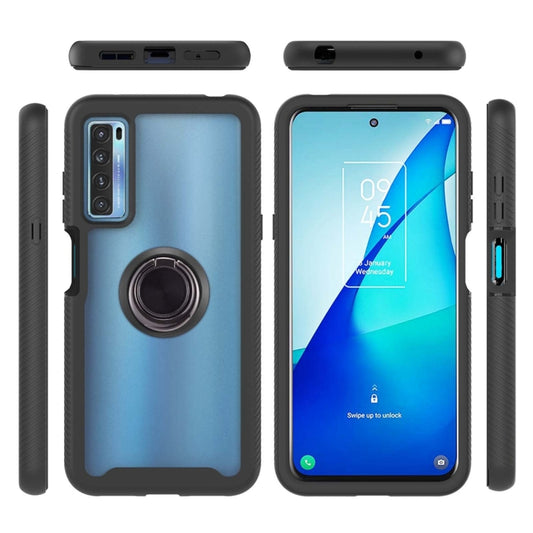 For TCL 20S Starry Sky Solid Color Series Shockproof PC + TPU Protective Case with Ring Holder & Magnetic Function(Black) by buy2fix