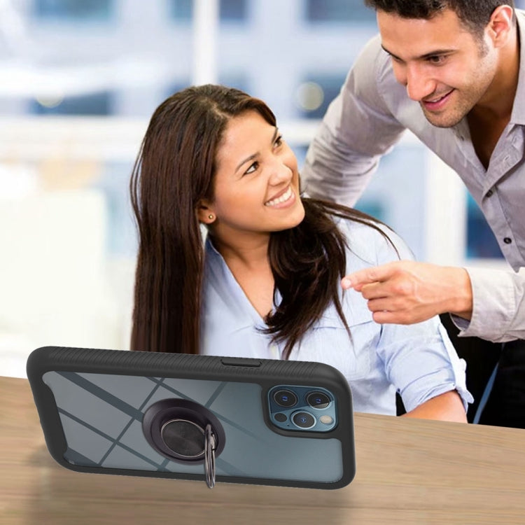 For Motorola Moto G60 Starry Sky Solid Color Series Shockproof PC + TPU Protective Case with Ring Holder & Magnetic Function(Black) by buy2fix