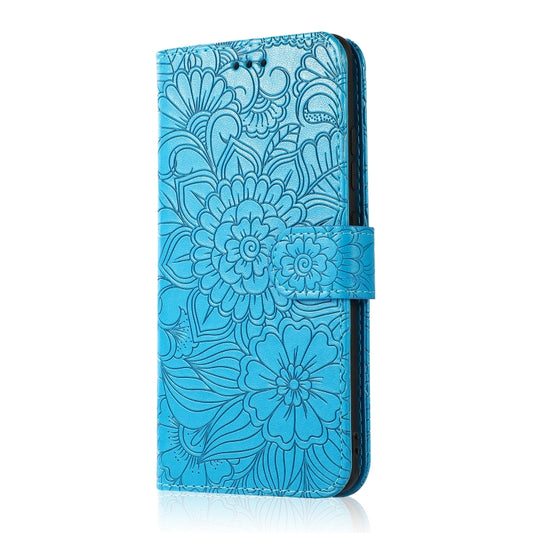 For Samsung Galaxy Note10 Lite / A81 Skin Feel Embossed Sunflower Horizontal Flip Leather Case with Holder & Card Slots & Wallet & Lanyard(Blue) by buy2fix