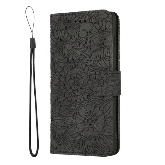 For Samsung Galaxy S10+ Skin Feel Embossed Sunflower Horizontal Flip Leather Case with Holder & Card Slots & Wallet & Lanyard(Black) by buy2fix