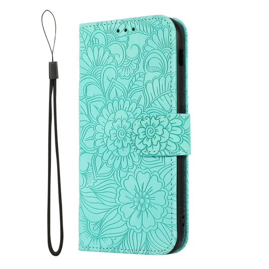 For Samsung Galaxy A5 (2017) Skin Feel Embossed Sunflower Horizontal Flip Leather Case with Holder & Card Slots & Wallet & Lanyard(Green) by buy2fix