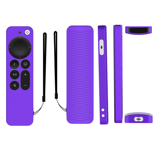 Silicone Protective Case Cover For Apple TV 4K 4th Siri Remote Controller(Purple) by buy2fix