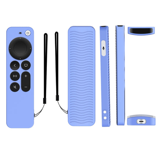 Silicone Protective Case Cover For Apple TV 4K 4th Siri Remote Controller(Luminous Blue) by buy2fix