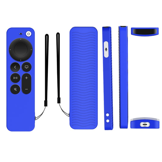 Silicone Protective Case Cover For Apple TV 4K 4th Siri Remote Controller(Blue) by buy2fix