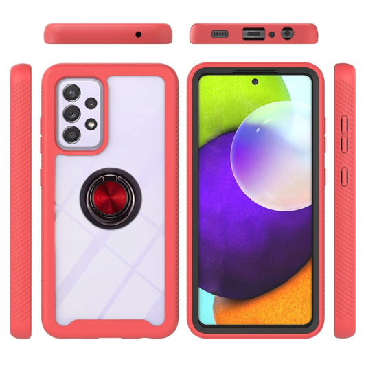 For Samsung Galaxy A52 5G / 4G Starry Sky Solid Color Series Shockproof PC + TPU Protective Case with Ring Holder & Magnetic Function(Red) by buy2fix