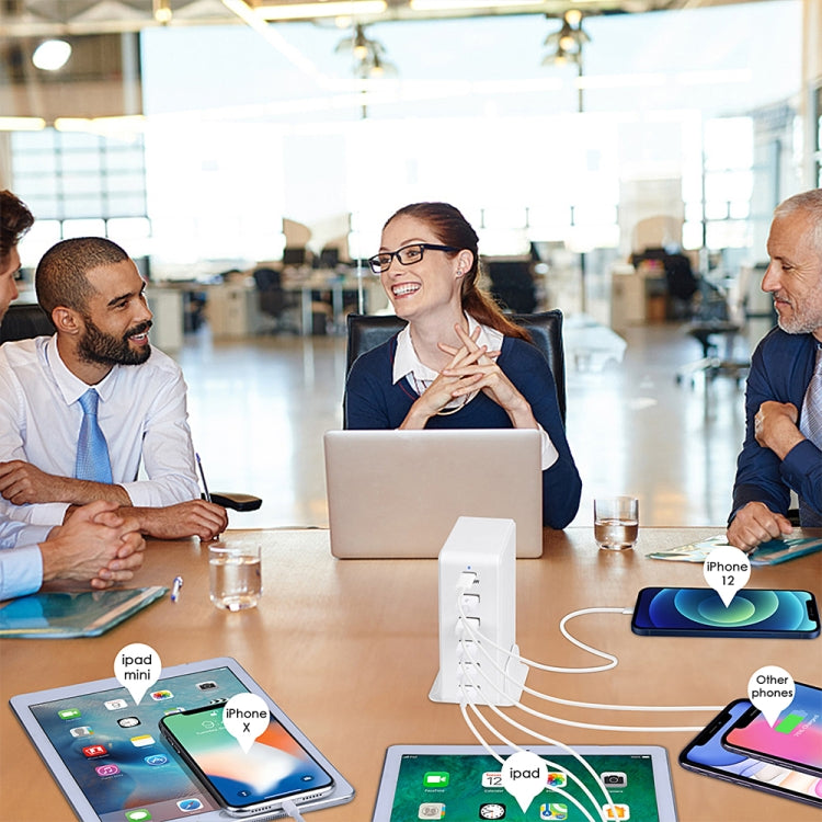 6 in 1 65W PD USB-C / Type-C + QC 3.0 USB + 4 USB Multi-port Travel Charger, US Plug(White) by buy2fix