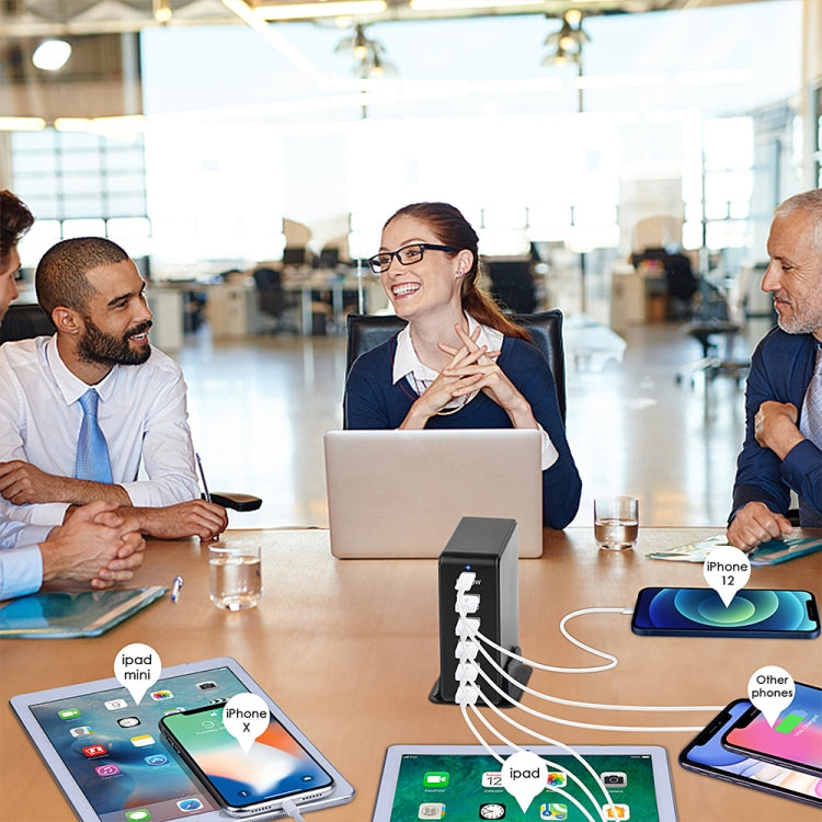 6 in 1 65W PD USB-C / Type-C + QC 3.0 USB + 4 USB Multi-port Travel Charger, UK Plug(Black) by buy2fix