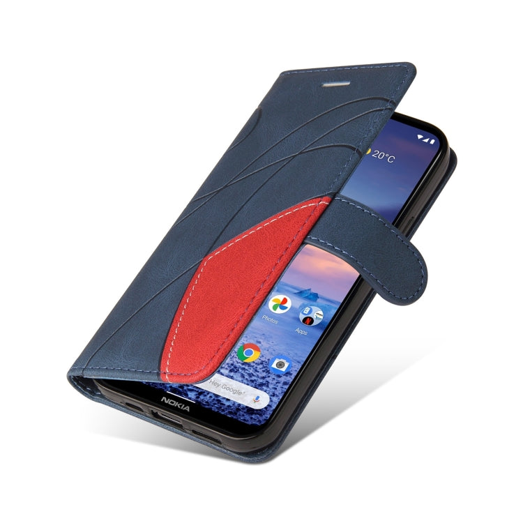 For LG K61 Dual-color Splicing Horizontal Flip PU Leather Case with Holder & Card Slots & Wallet(Blue) by buy2fix