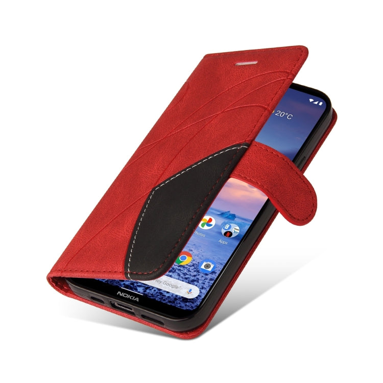 For LG K61 Dual-color Splicing Horizontal Flip PU Leather Case with Holder & Card Slots & Wallet(Red) by buy2fix