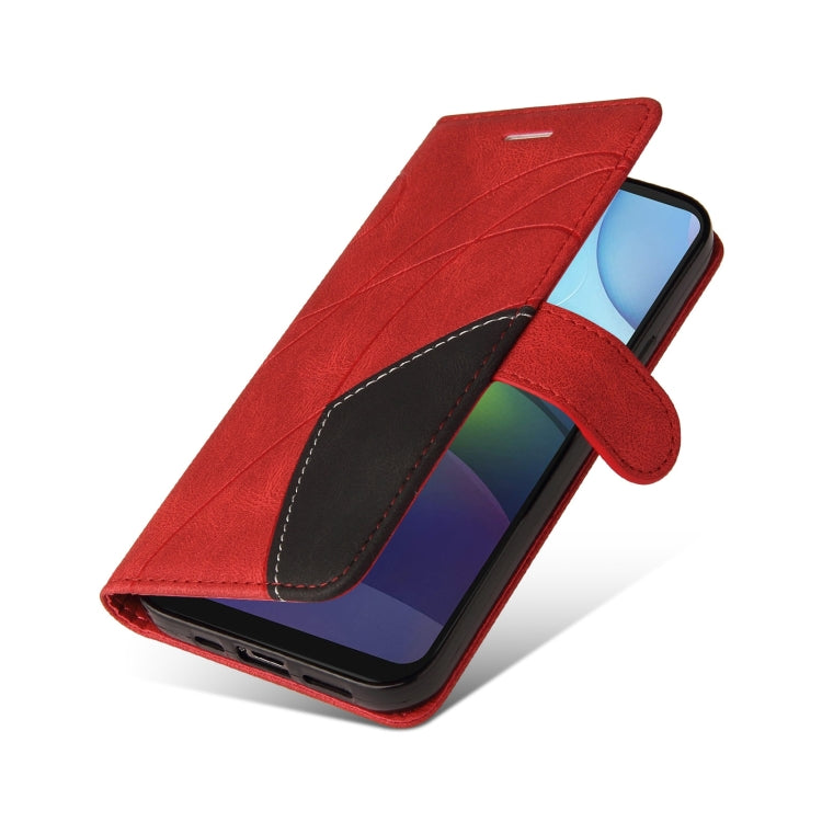 For Motorola Moto G9 Power Dual-color Splicing Horizontal Flip PU Leather Case with Holder & Card Slots & Wallet(Red) by buy2fix