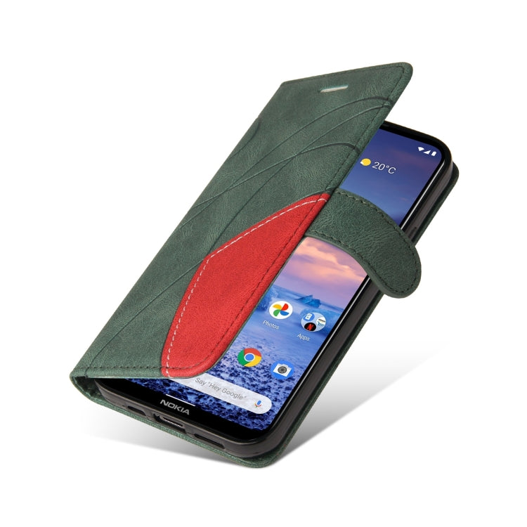For Nokia 3.4 / 5.4 Dual-color Splicing Horizontal Flip PU Leather Case with Holder & Card Slots & Wallet(Green) by buy2fix