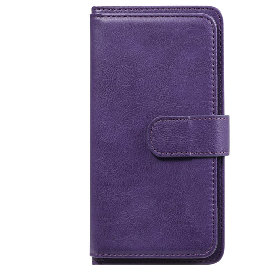 For OPPO Realme 8 Pro Multifunctional Magnetic Copper Buckle Horizontal Flip Solid Color Leather Case with 10 Card Slots & Wallet & Holder & Photo Frame(Purple) by buy2fix