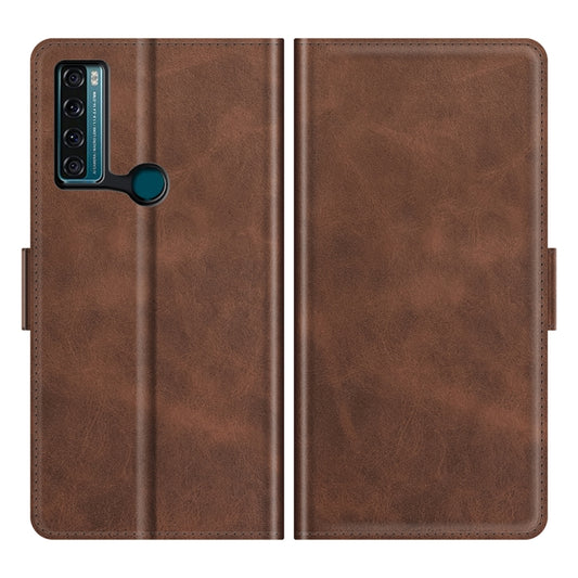 For TCL 20 SE Dual-side Magnetic Buckle Horizontal Flip Leather Case with Holder & Card Slots & Wallet(Brown) by buy2fix