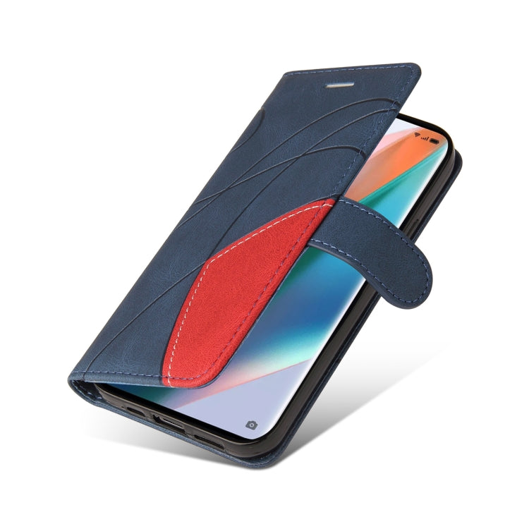 For OPPO Find X3 / Find X3 Pro Dual-color Splicing Horizontal Flip PU Leather Case with Holder & Card Slots & Wallet(Blue) by buy2fix