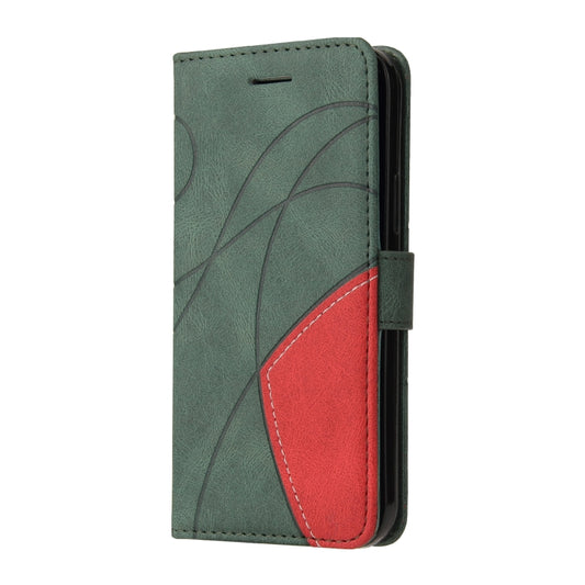 For Xiaomi Redmi 9A Dual-color Splicing Horizontal Flip PU Leather Case with Holder & Card Slots & Wallet(Green) by buy2fix