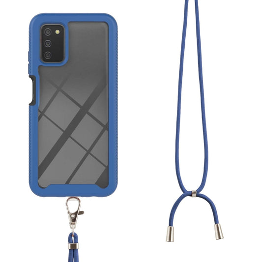 For Samsung Galaxy A03s EU Version Starry Sky Solid Color Series Shockproof PC + TPU Protective Case with Neck Strap(Blue) by buy2fix