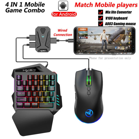 HXSJ P8+V100+A883 Keyboard Mouse Converter + One-handed Keyboard + Programming Gaming Mouse Set by HXSJ