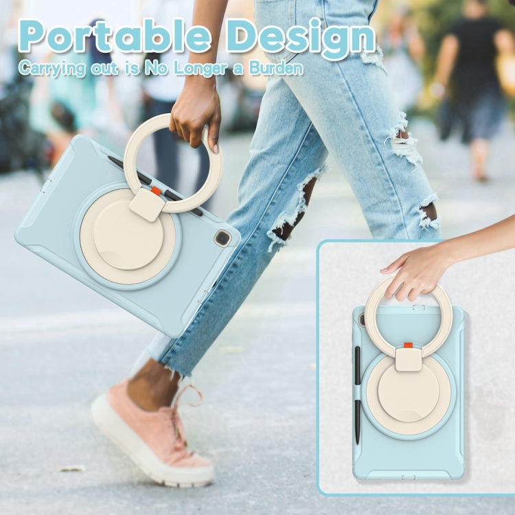 Shockproof TPU + PC Protective Case with 360 Degree Rotation Foldable Handle Grip Holder & Pen Slot For Samsung Galaxy Tab S6 Lite 10.4 inch P610(Ice Crystal Blue) by buy2fix