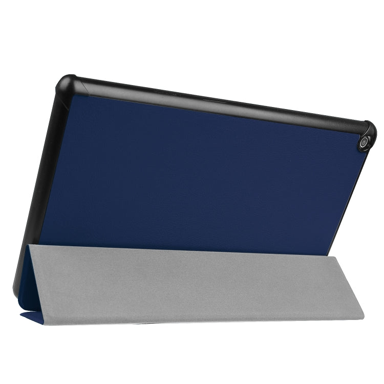 For Amazon Kindle Fire HD 10 2017 / 2019Custer Texture Horizontal Flip Leather Case with Three-folding Holder & Sleep / Wake-up Function(Dark Blue) by buy2fix