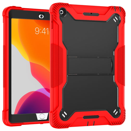 For iPad 10.2 2021 / 2020 / 2019 Silicone + PC Shockproof Protective Case with Holder(Red + Black) by buy2fix