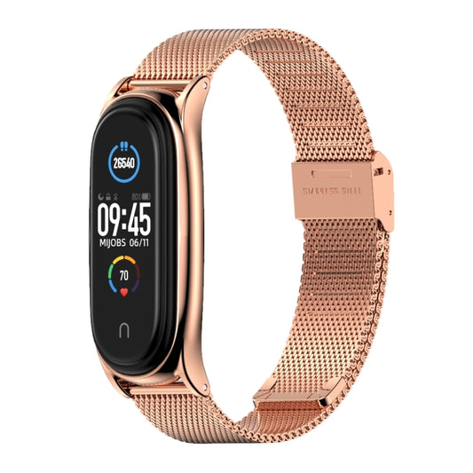 For Xiaomi Mi Band 6 / 5 / 4 / 3 Mijobs Milan Buckle Plus Stainless Steel Watch Band(Rose Gold) by MIJOBS