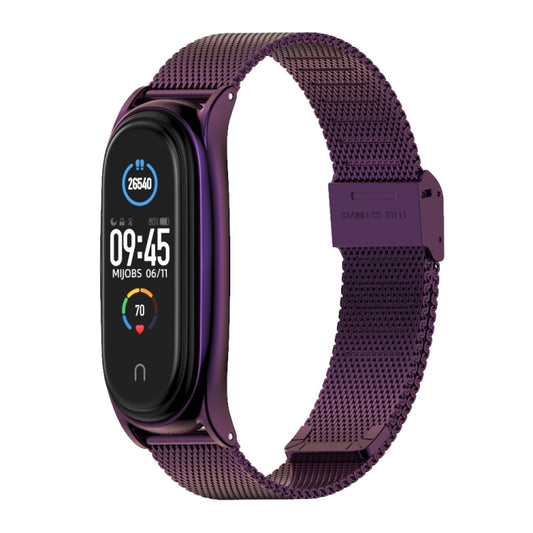 For Xiaomi Mi Band 6 / 5 / 4 / 3 Mijobs Milan Buckle Plus Stainless Steel Watch Band(Purple) by MIJOBS
