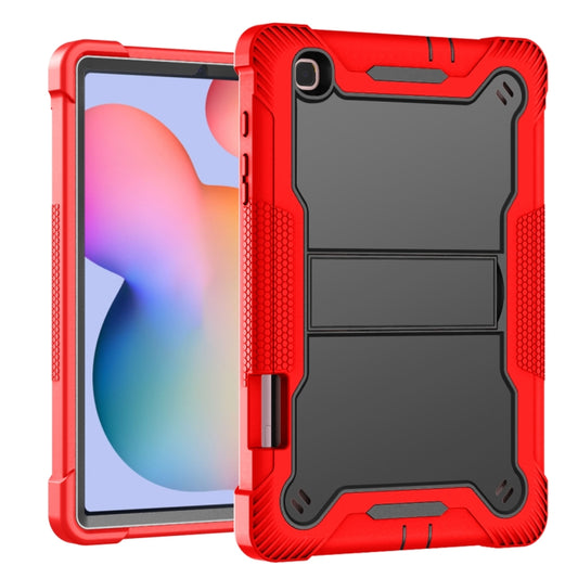 For Samsung Galaxy Tab S6 Lite Silicone + PC Shockproof Protective Case with Holder(Red + Black) by buy2fix