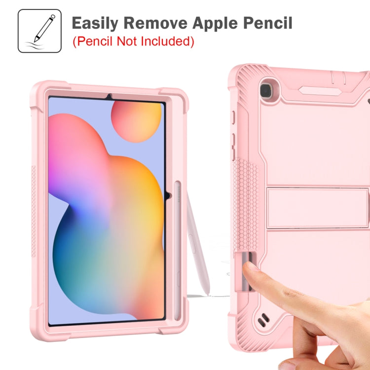 For Samsung Galaxy Tab S6 Lite Silicone + PC Shockproof Protective Case with Holder(Rose Gold) by buy2fix