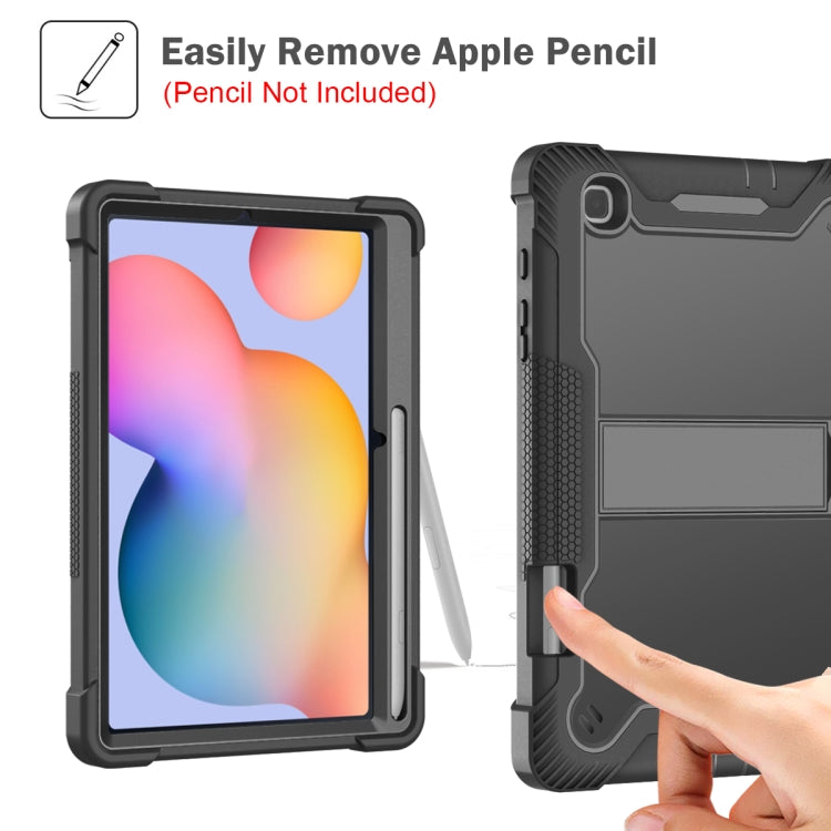 For Samsung Galaxy Tab S6 Lite Silicone + PC Shockproof Protective Case with Holder(Black) by buy2fix