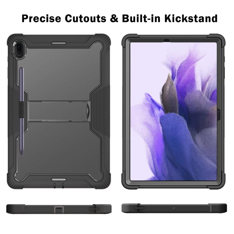 For Samsung Galaxy Tab S7 FE Silicone + PC Shockproof Protective Case with Holder(Black) by buy2fix