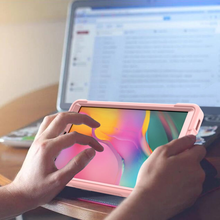 For Samsung Galaxy Tab A 10.1 (2019) Silicone + PC Shockproof Protective Case with Holder(Rose Gold) by buy2fix