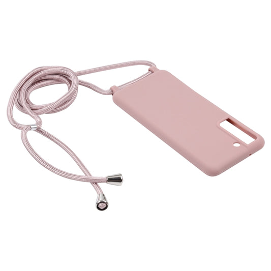 For Samsung Galaxy S21 FE Candy Colors TPU Protective Case with Lanyard(Rose Gold) by buy2fix