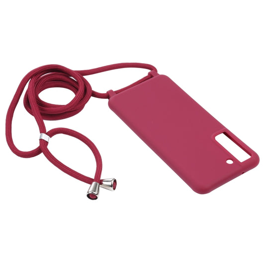 For Samsung Galaxy S21 FE Candy Colors TPU Protective Case with Lanyard(Red) by buy2fix