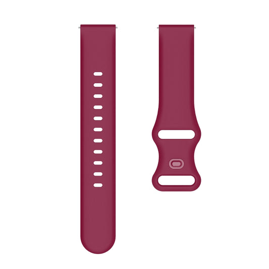 22mm For Apex 46mm / Apex Pro / Ticwatch Pro 3 Universal Inner Back Buckle Perforation Silicone Watch Band(Wine Red) by buy2fix