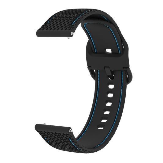 20mm For Samsung Galaxy Watch Active 2 Two-color Stitching Silicone Watch Band(Black+Blue Line) by buy2fix