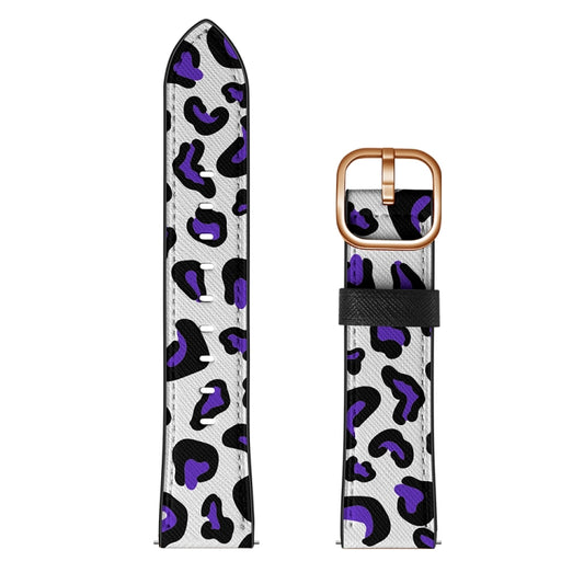 22mm For Xiaomi Haylou RT RS3 LS04 / LS05S Universal Printed Leather Watch Band(Purple Leopard) by MIJOBS