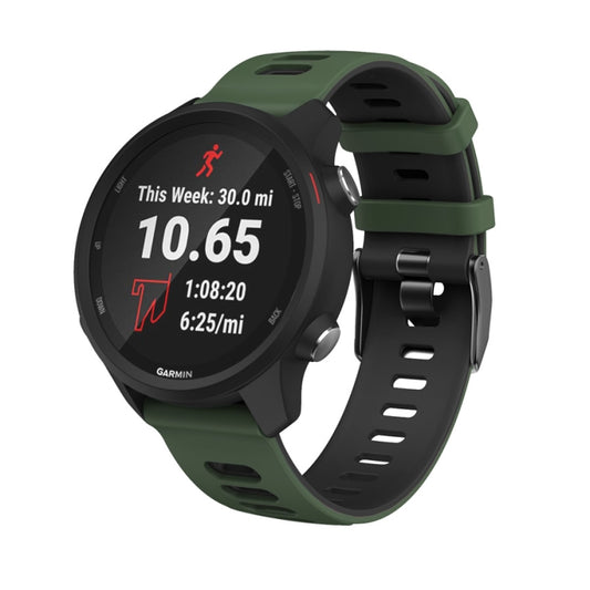 22mm For Garmin Vivoactive 4 / Venu 2 Universal Two-color Silicone Watch Band(Army Green Black) by buy2fix