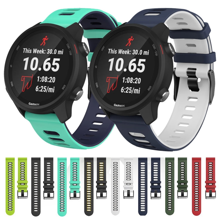22mm For Garmin Vivoactive 4 / Venu 2 Universal Two-color Silicone Watch Band(Army Green Black) by buy2fix