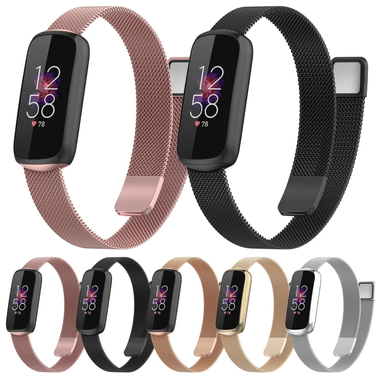 For Fitbit Luxe Special Edition Milanese Metal Magnetic Watch Band(Rose Gold) by buy2fix
