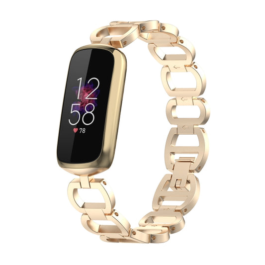 For Fitbit Luxe Special Edition Three-beads Stainless Steel Flat Buckle Watch Band(Gold) by buy2fix