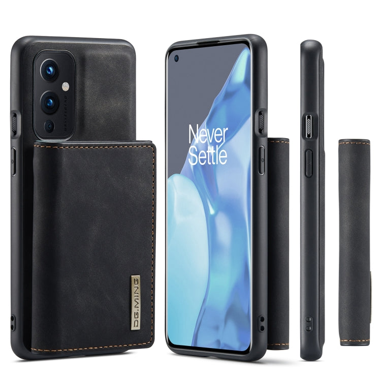 For OnePlus 9 (EU/NA) DG.MING M1 Series 3-Fold Multi Card Wallet Back Cover Shockproof Case with Holder Function(Black) by DG.MING