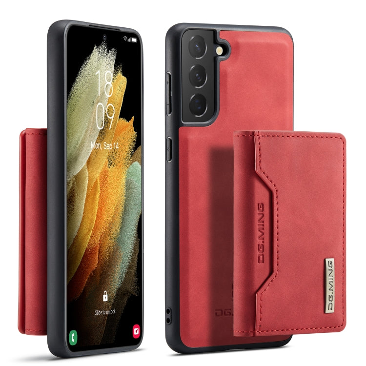 For Samsung Galaxy S21 FE DG.MING M2 Series 3-Fold Multi Card Bag Back Cover Shockproof Case with Wallet & Holder Function(Red) by DG.MING