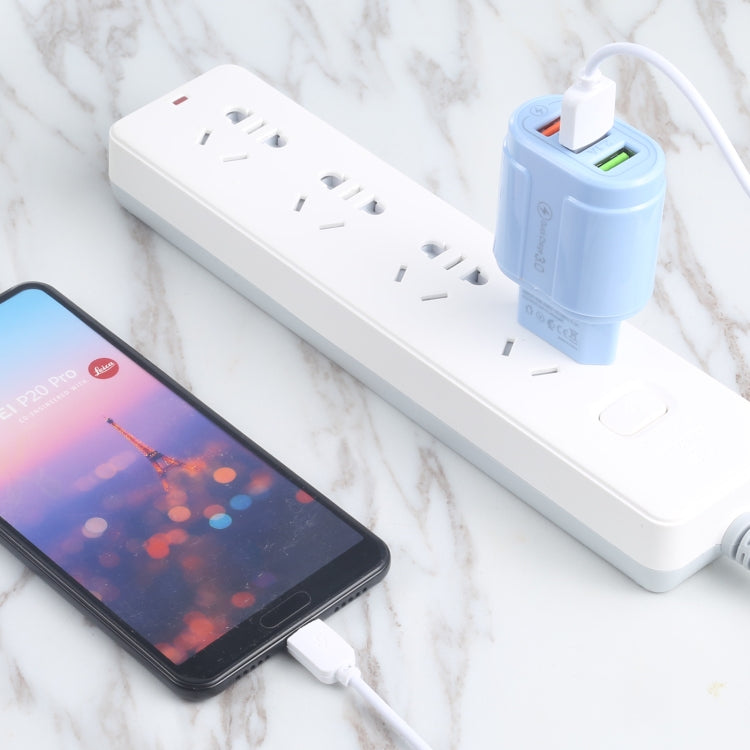 13-222 QC3.0 USB + 2.1A Dual USB Ports Macarons Travel Charger, EU Plug(Green) by buy2fix